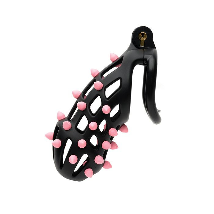 Thumbnail: Sport Fucker Cellmate FlexiSpike Chastity Cage - Size 4 Black/Pink 