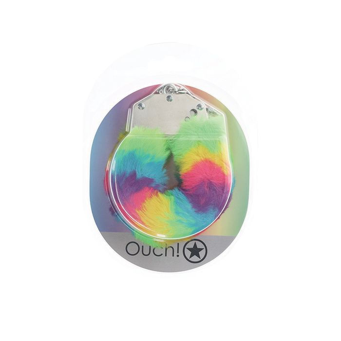 Thumbnail: Shots Ouch! Heavy-duty Fluffy Handcuffs - Rainbow