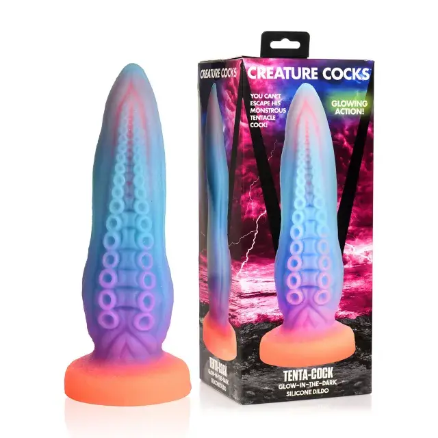 Glow-in-the-Dark Tenta-Cock Dildo 9.5 Inch - Creature Cocks