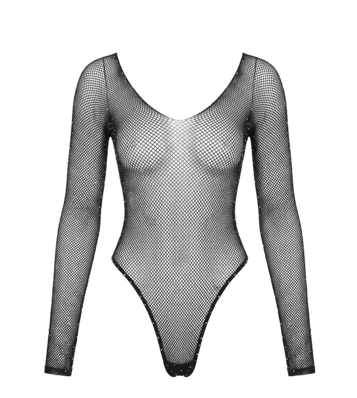 Rhinestone fishnet bodysuit