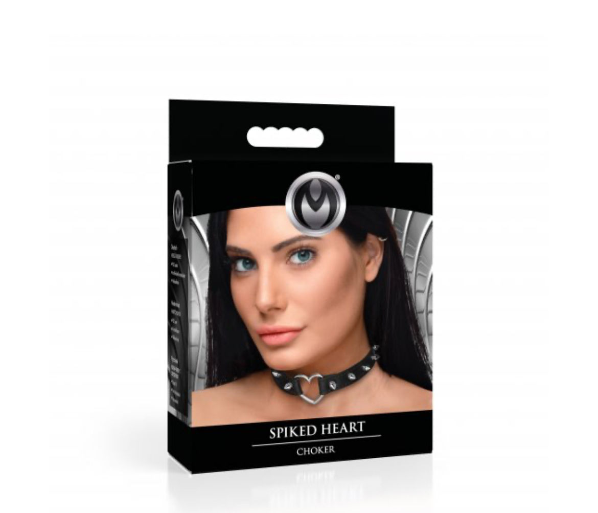 Master Series - Spiked Heart Choker - Black