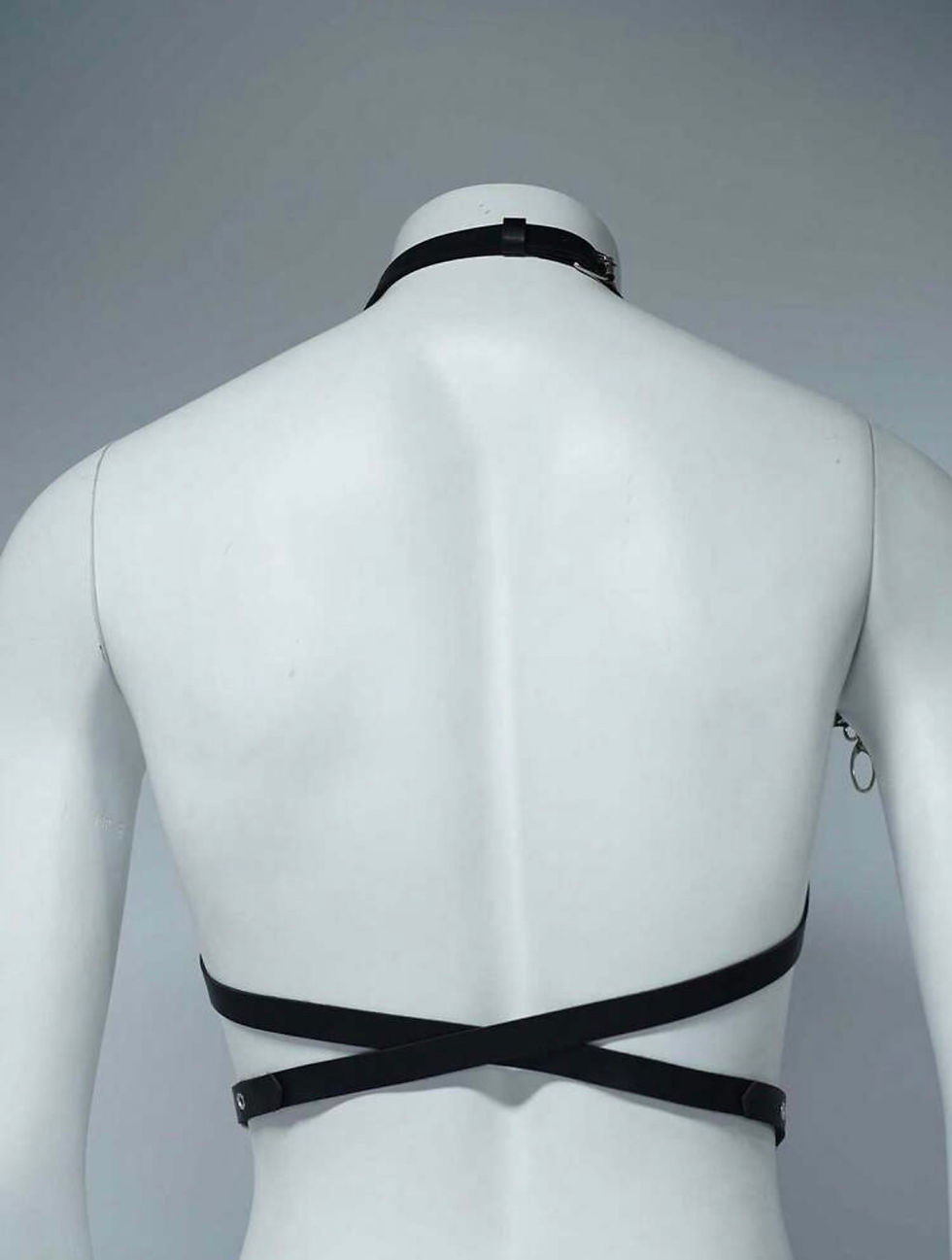 Thumbnail: Men's Y2K Grunge Black Faux Leather Adjustable Chest Harness | Edgy Punk Metal R