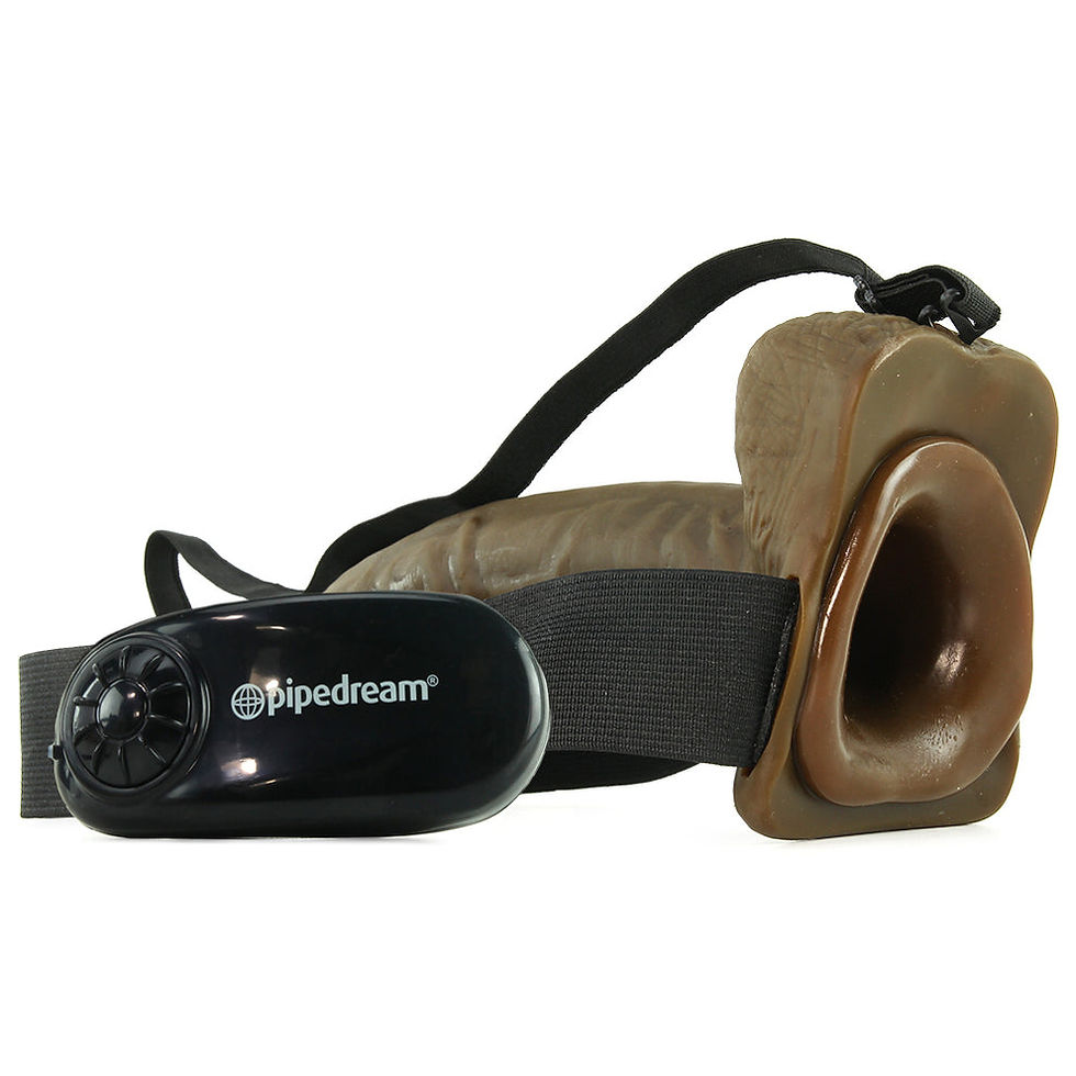 Thumbnail: Fetish Fantasy Vibrating 9 Inch Hollow Strap-On in Brown