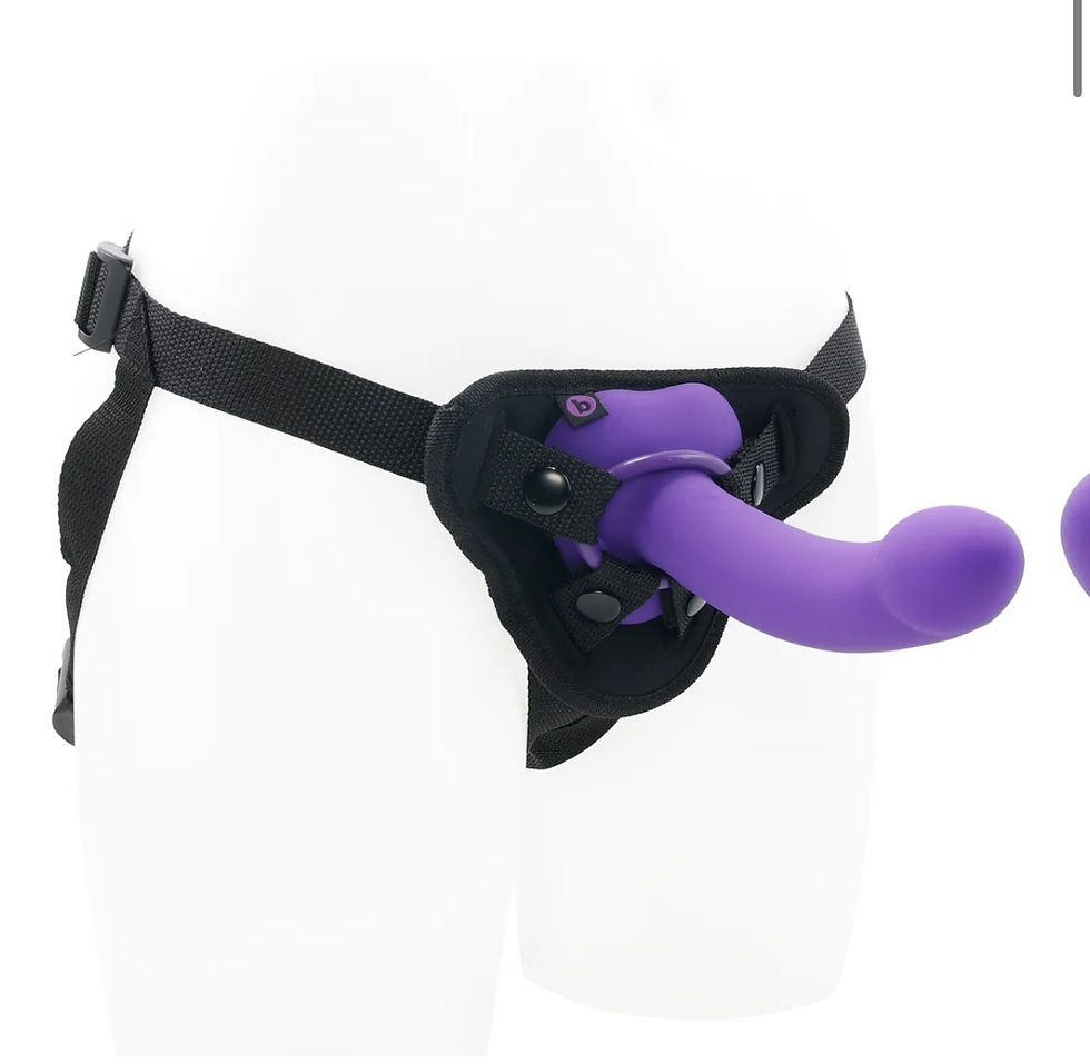 Thumbnail: b-Vibe Vibrating Curved Strap-On Set