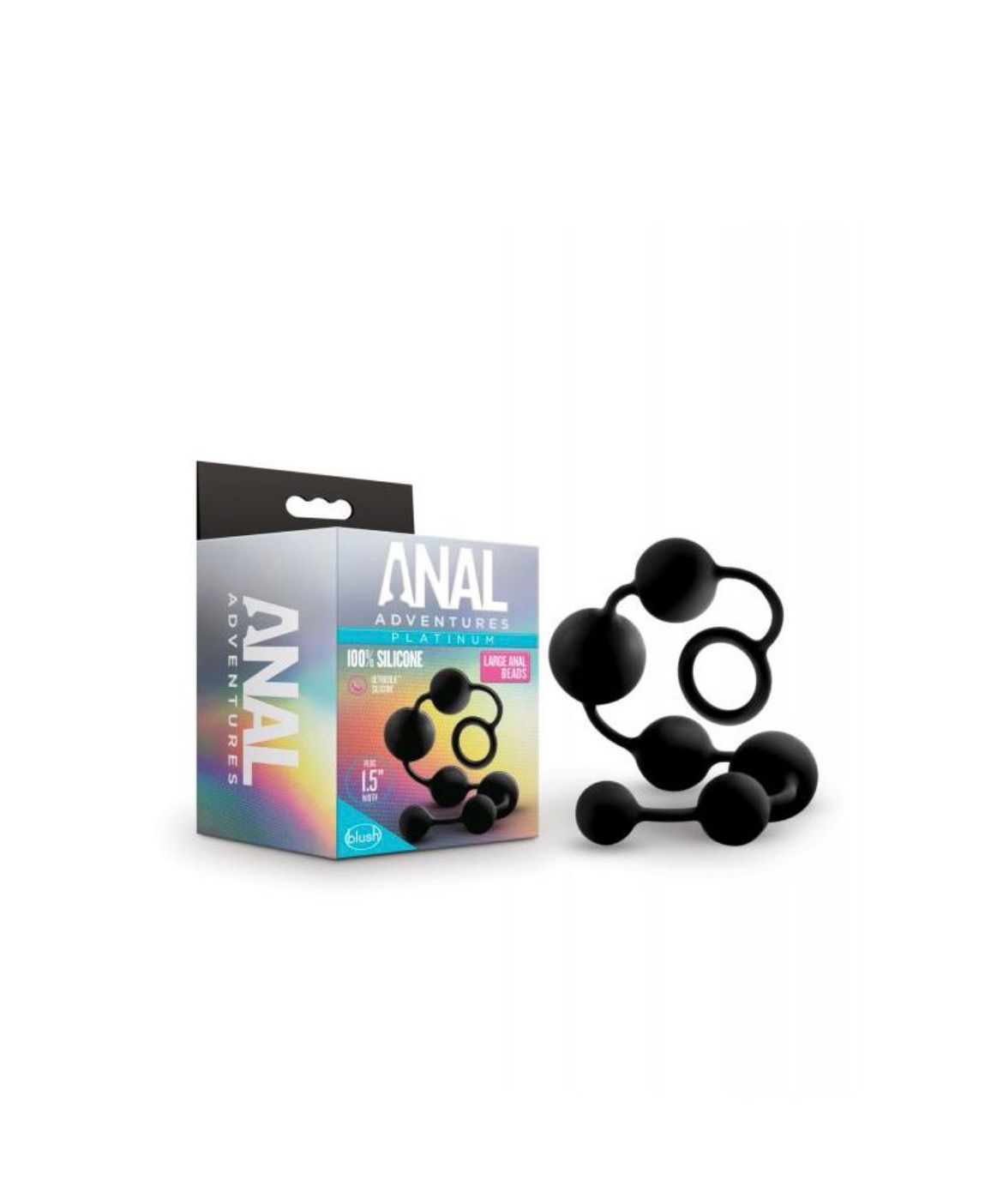 Blush Anal Adventures Platinum Silicone Anal Beads - Large Black