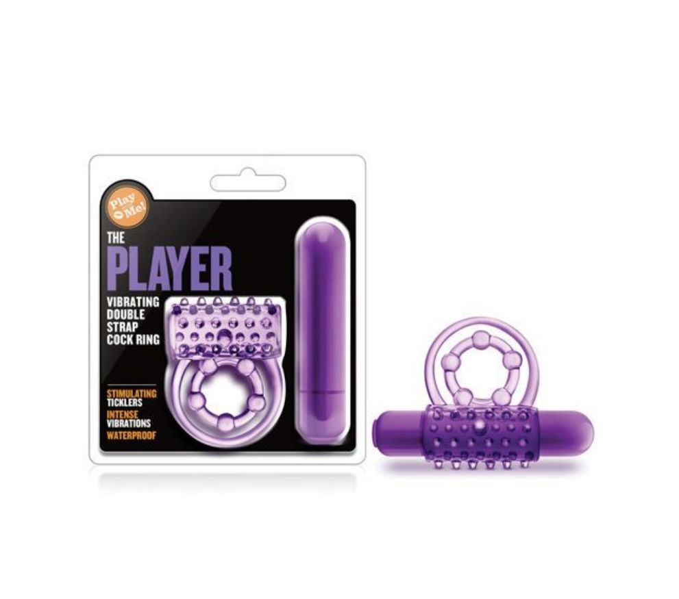 Blush Play With Me the Player Vibrating Double Strap Cockring - Purple