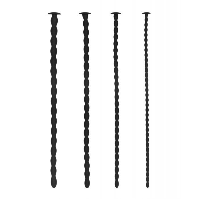 Thumbnail: Shots Ouch Advanced Urethral Sounding Silicone Spiral Plug Set - Black
