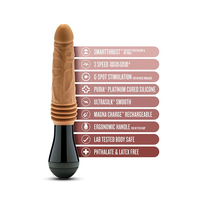 Thumbnail: Blush Dr. Skin Silicone Dr. Arthur Thrusting Gyrating Vibrating Dildo - Tan