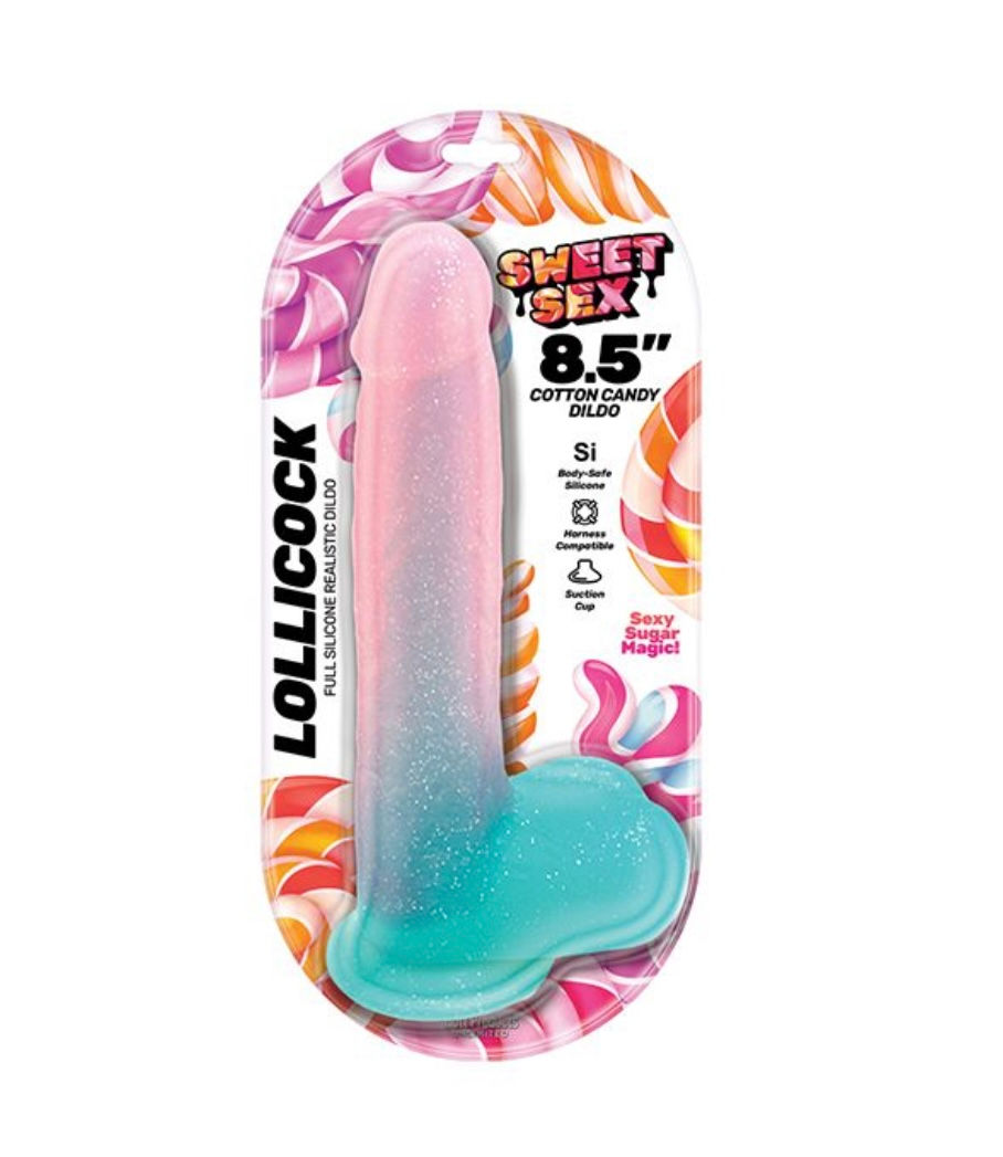 Sweet Sex 8.5" Lollicock Cotton Candy Dildo - Multi Color
