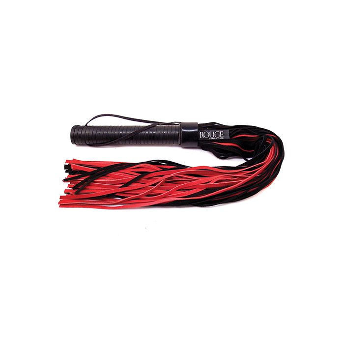 Rouge Suede Flogger w/Leather Handle - Black/Red