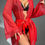 Thumbnail: Eyelash Lace Panel Belted Robe Without Lingerie