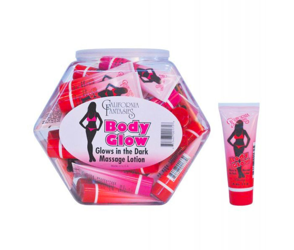 Body Glow Massage Lotion - .5 oz Tube Asst. Flavors Bowl of 36