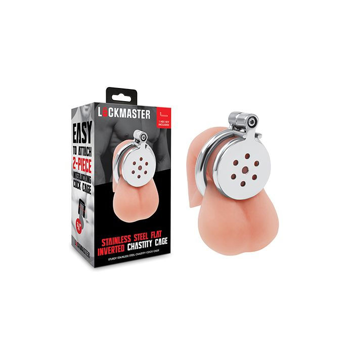 Thumbnail: Lockmaster Stainless Steel Flat Inverted Chastity Cage - Silver