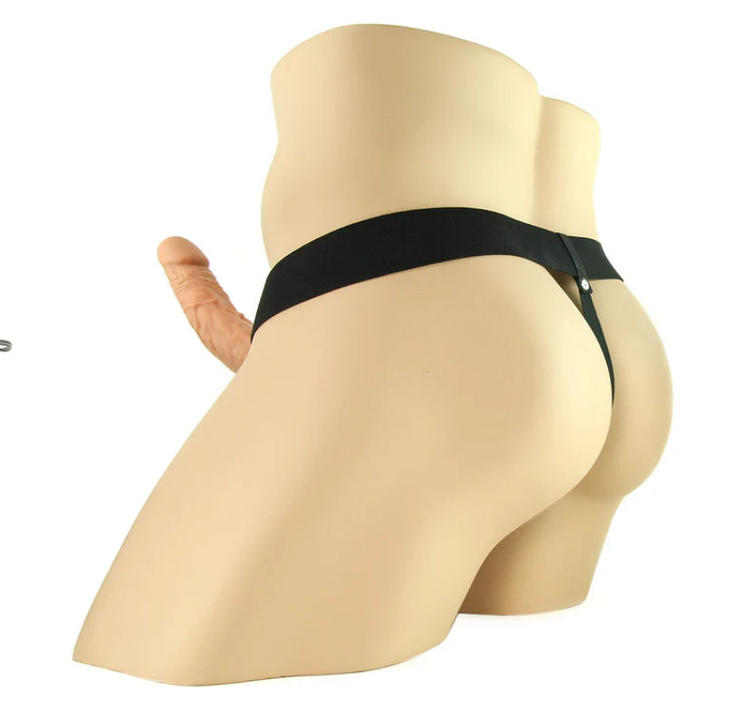 Thumbnail: Fetish Fantasy 7 Inch Vibrating Hollow Strap-On in Flesh