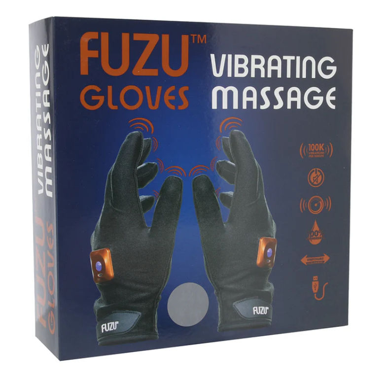 Deeva Fuzu Vibrating Large Massage Gloves in Grey