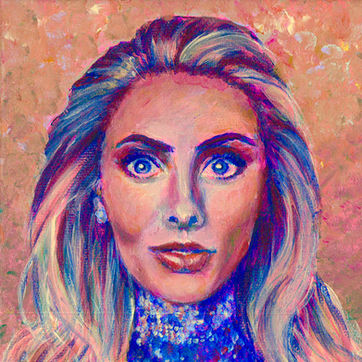 Colourful painted portrait of adult content creator Bonnie Blue
