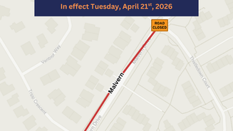 Road Closure | Malvern Drive from Thistledown Court to Tripp Crescent | April 21, 2026