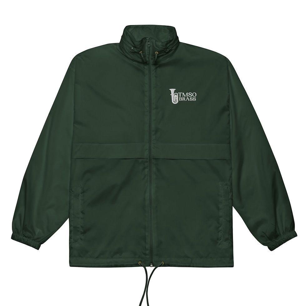 Thumbnail: Unisex windbreaker (dark colors with TMSO Brass Quintet white embroidered logo)