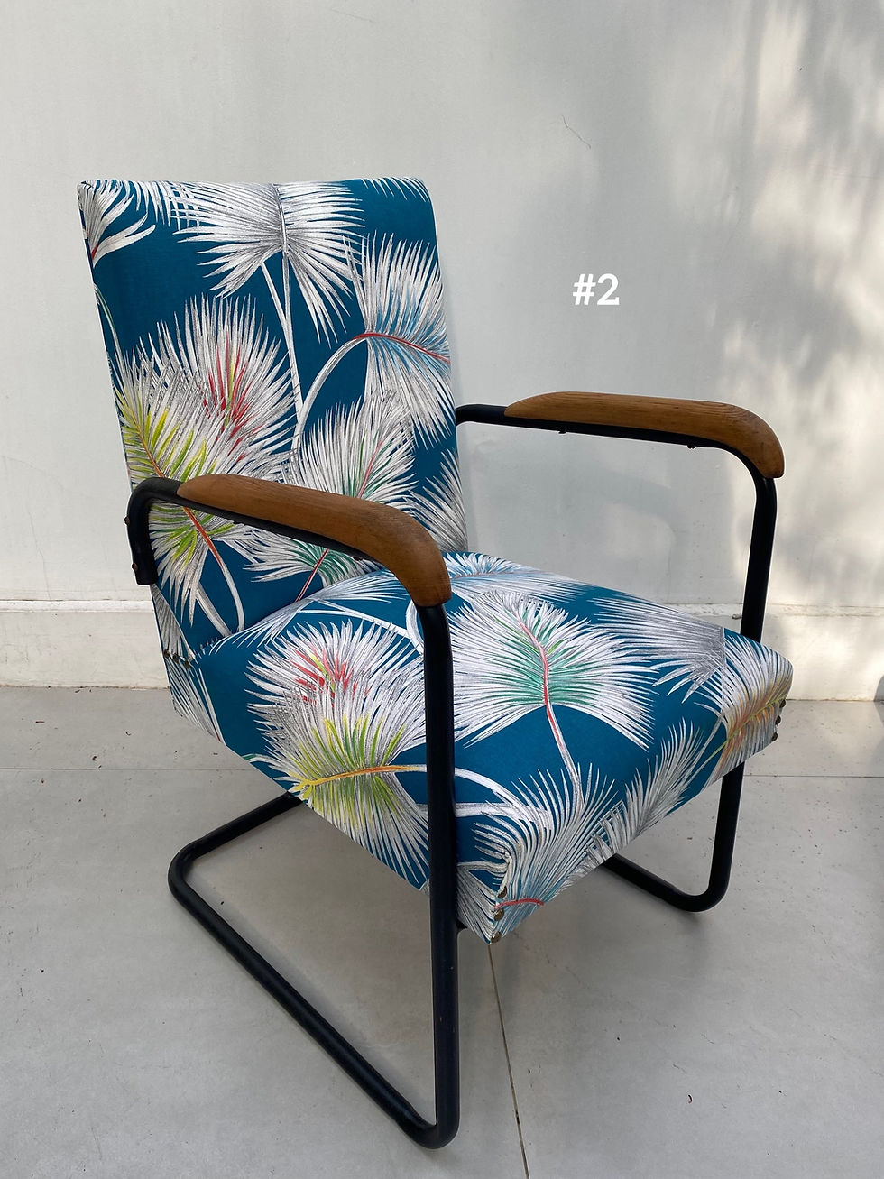 Thumbnail: Vintage Chinese armchair, French fabric