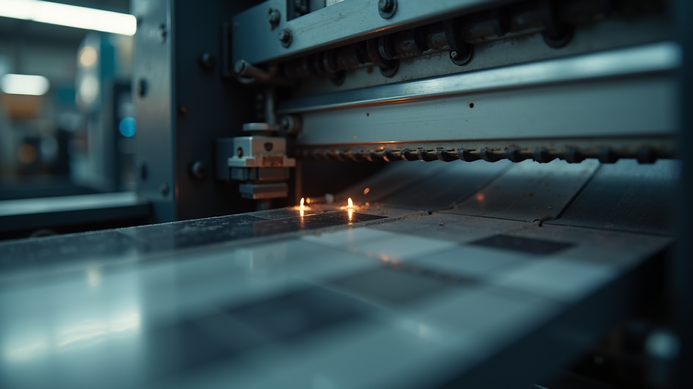 Close-up view of a high-volume press machine in operation