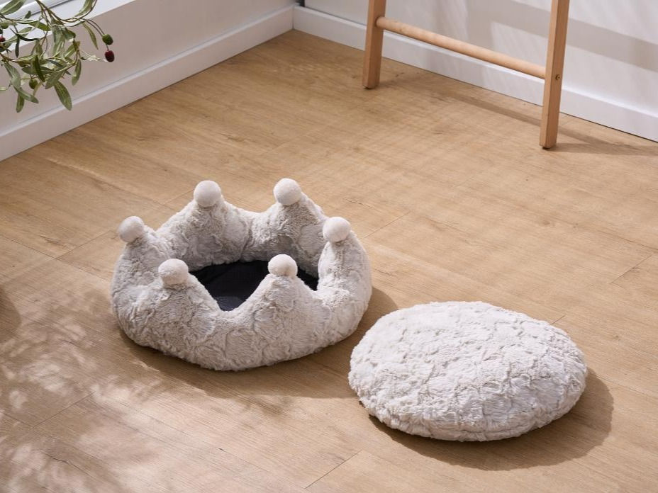 Thumbnail: Petals Rose Crown pet bed with removable inner cushion for easy cleaning/washing.