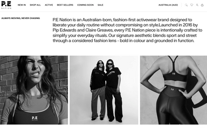 Brand positioning and copy direction for P.E Nation expressing fashion-first activewear, daily ritual dressing and the intersection of sport and street.