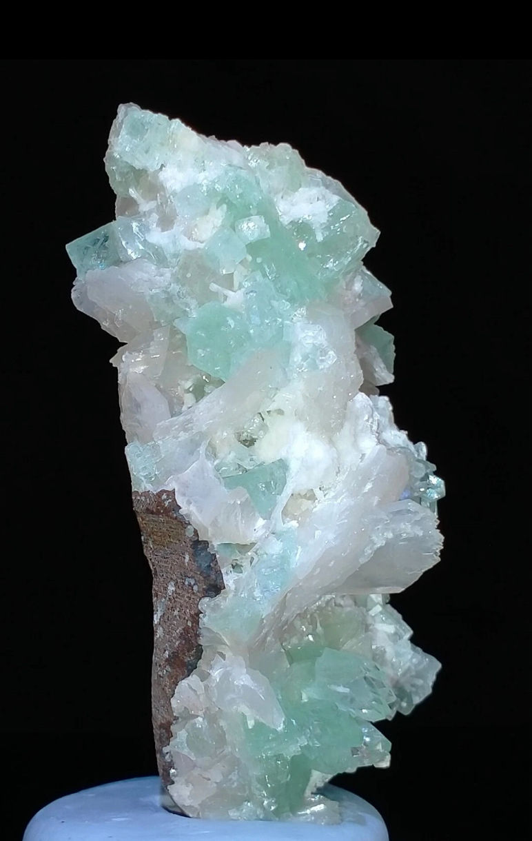 Thumbnail: Green Apophyllite w/ Stilbite Laumontite mineral specimen Zeolite India 412ct