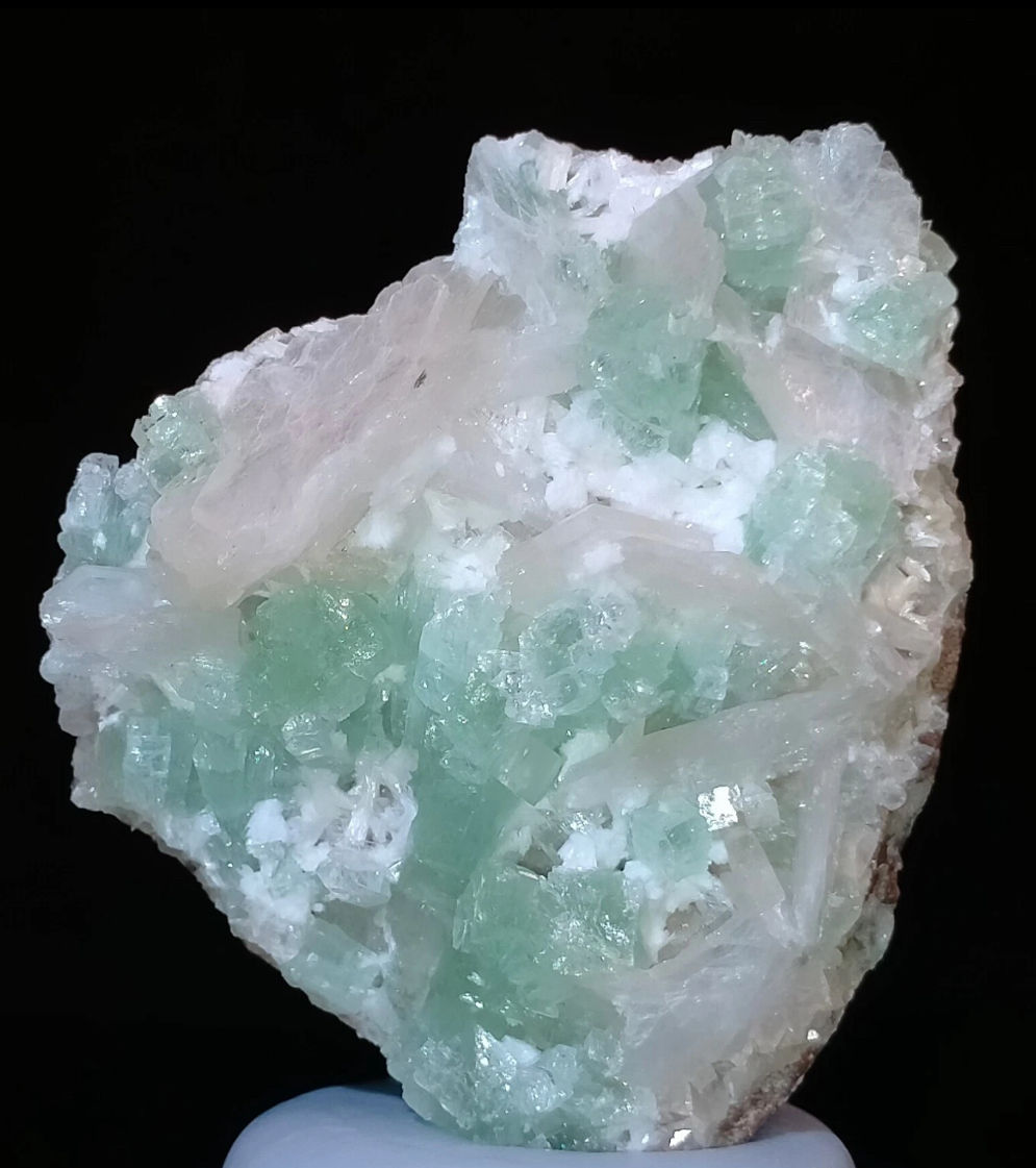 Green Apophyllite crystal cluster w/ Laumontite & Stilbite specimen India 343ct