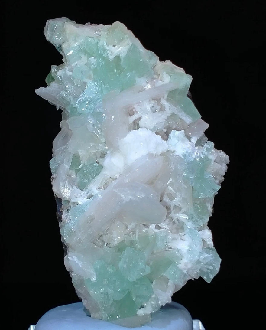Thumbnail: Green Apophyllite w/ Stilbite Laumontite mineral specimen Zeolite India 412ct