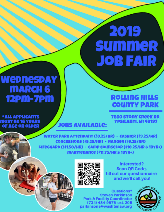 Rolling Hills County Park Summer Job Fair: March 6, 2019