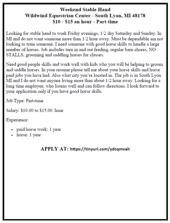 Part- Time Jobs: May 28th- June 1st