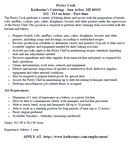 Part- Time Jobs: May 14th- 18th