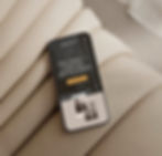 Phone on couch with website on screen