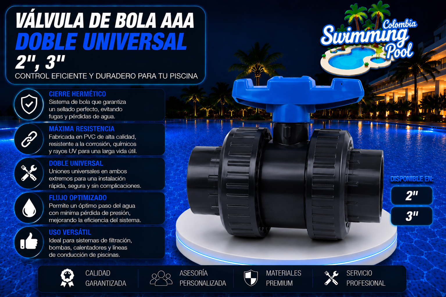 Válvula de Bola AAA Doble Universal 2" – 3"