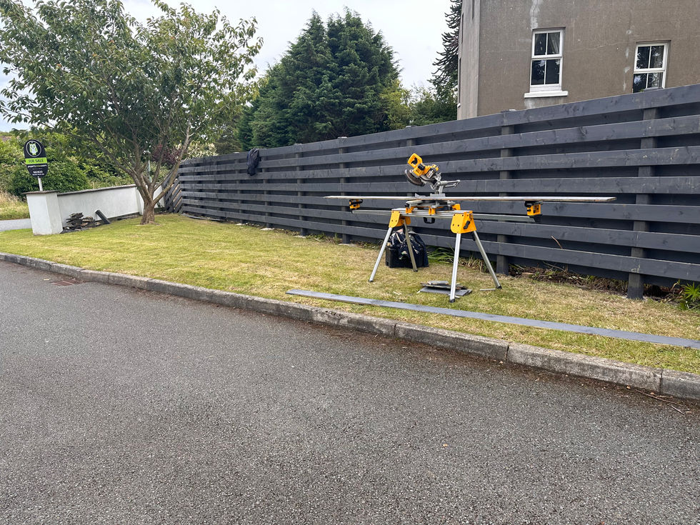 Fence installation in progress with tools and materials on site – JDM Building Services Isle of Man