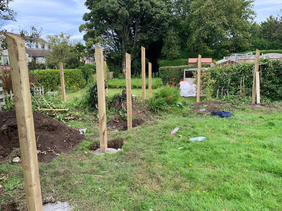 4x4 Posts concreted ready for new fence – JDM Building Services Isle of Man