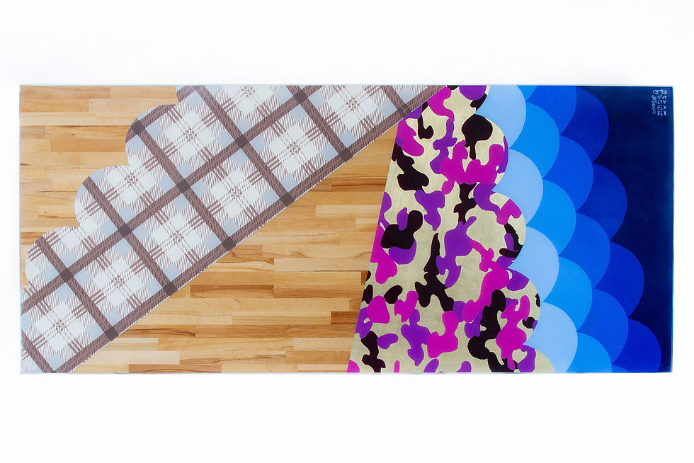 Epoxidharz Tisch PIXEL WAVE 200 × 90 cm handbemalt