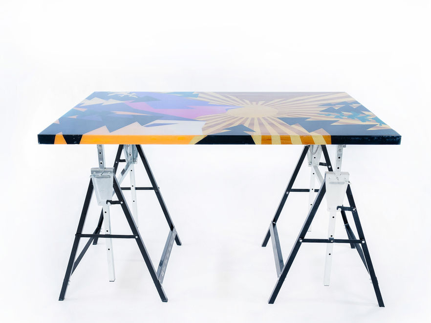 Epoxidharz Tisch BERGLUFT 150 × 90 cm handbemalt