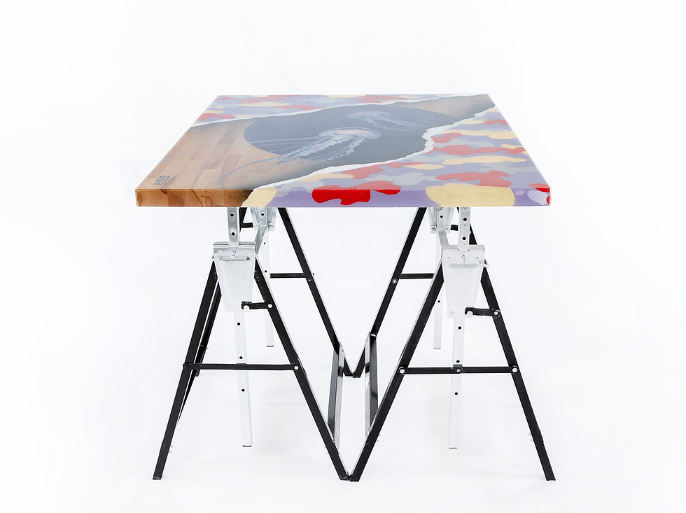 Epoxidharz Tisch MEDUSA 100 × 90 cm handbemalt