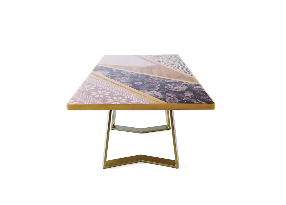 Epoxidharz Tisch ROSA BLÜTE 150 × 90 cm handbemalt