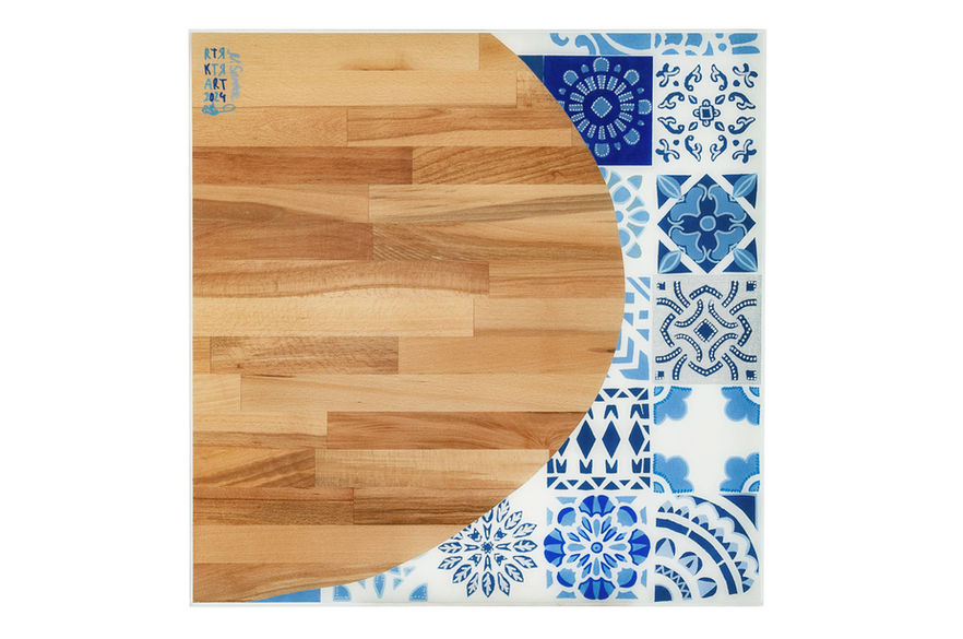 Epoxidharz Tisch AZULEJO SET 10 KOMPAKTTISCHE 60 × 60 cm handbemalt
