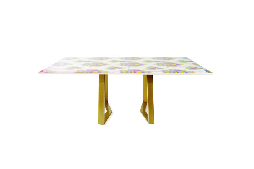 Epoxidharz Tisch ROCAILLE 200 × 100 cm handbemalt