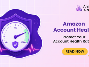 Illustration of an Amazon Account Health Rating gauge protected by a shield