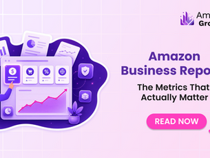 Illustration of an Amazon seller focusing on the four business report metrics that matter