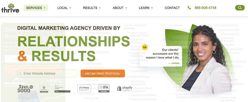 Thrive Agency home page