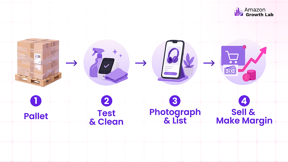 The reseller process of turning an Amazon pallet into margin: test, list, and sell