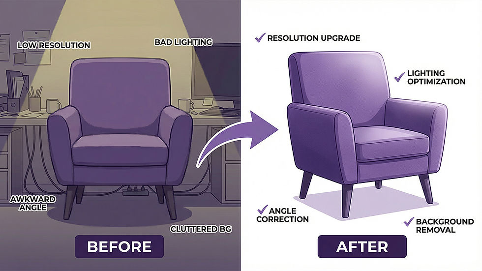 Before and after product photography enhancement