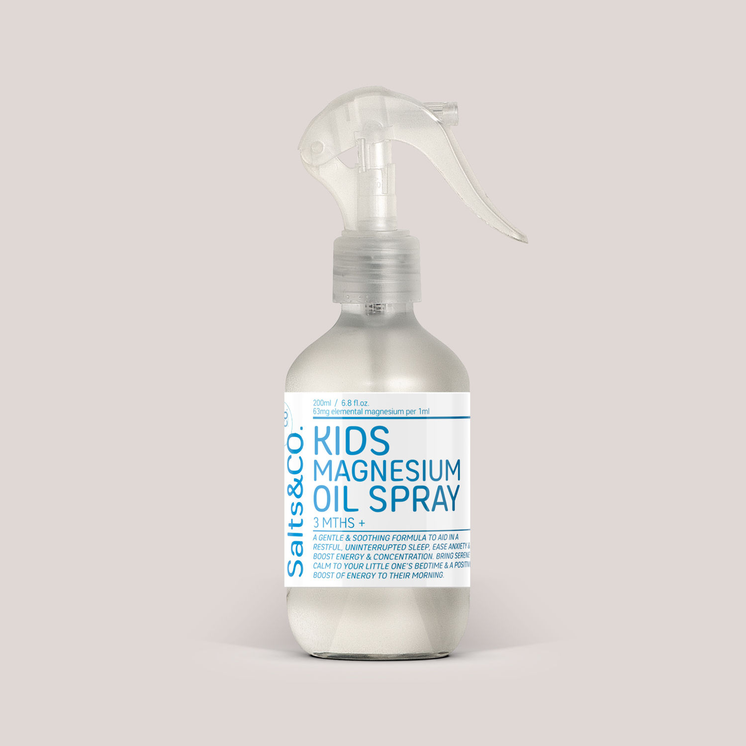 front product shot of Salts&CO Kids Magnesium Oil spray bottle
