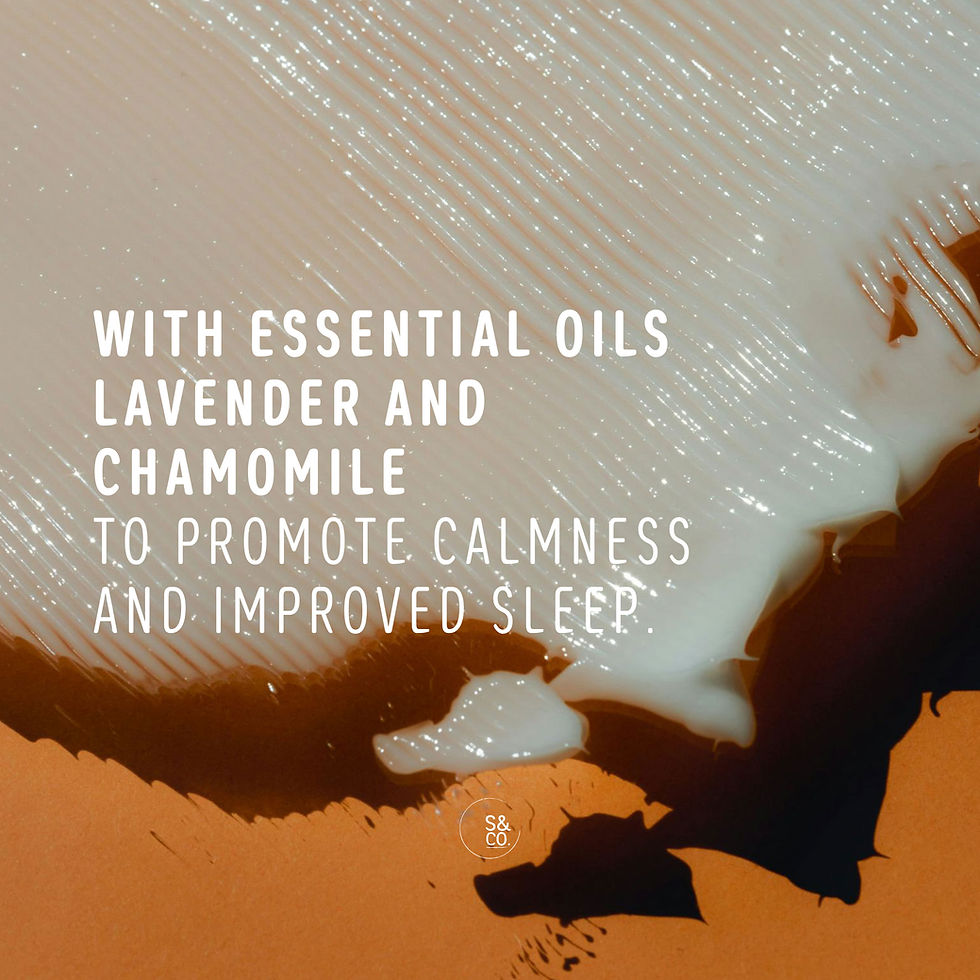 Thumbnail: textured pattern made with cream lotion and text highlighting product contains lavender and chamomile