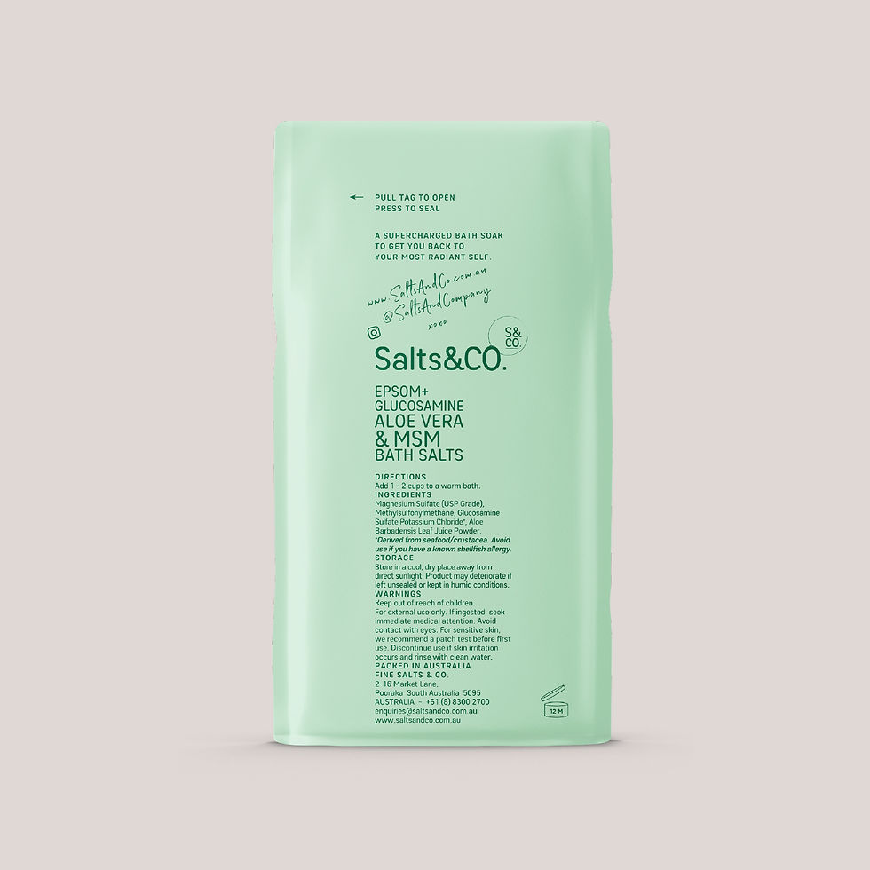Thumbnail: EPSOM + GLUCOSAMINE, ALOE, MSM BATH SALTS 750g